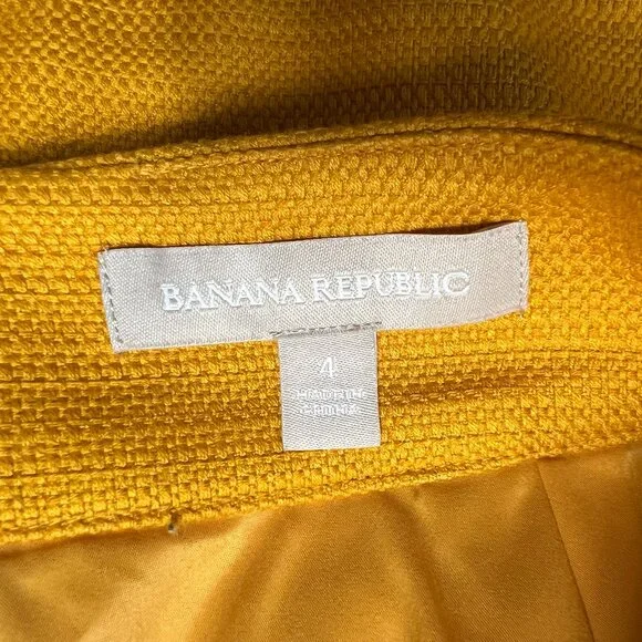 Banana Republic Skirt Women's 4 Pencil Poplin Mustard Gold Preppy Vented - Picture 7 of 8